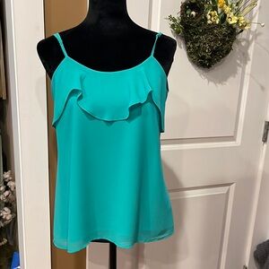 Small Teal Ruffle spaghetti Strap Top